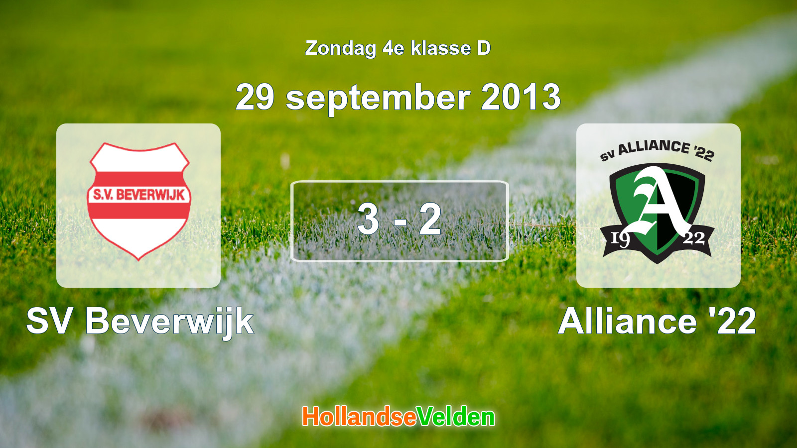Gespeelde wedstrijd: SV Beverwijk - Alliance '22 3 - 2 (29 september 2013)