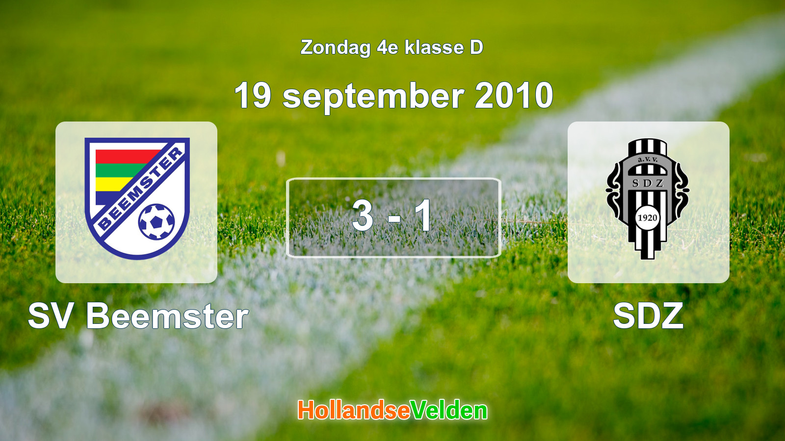 Gespeelde wedstrijd: SV Beemster - SDZ 3 - 1 (19 september 2010)