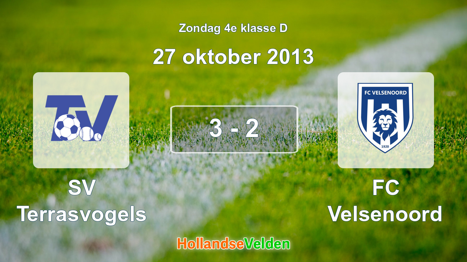 Gespeelde wedstrijd: SV Terrasvogels - FC Velsenoord 3 - 2 (27 oktober 2013)