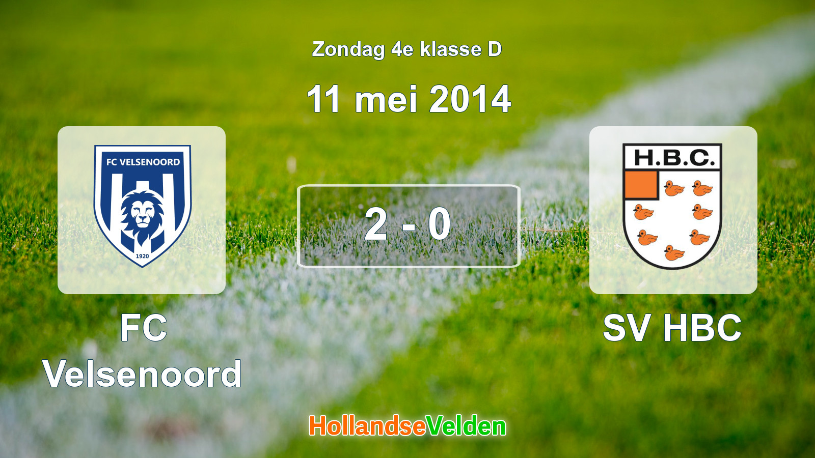 Gespeelde wedstrijd: FC Velsenoord - SV HBC 2 - 0 (11 mei 2014)
