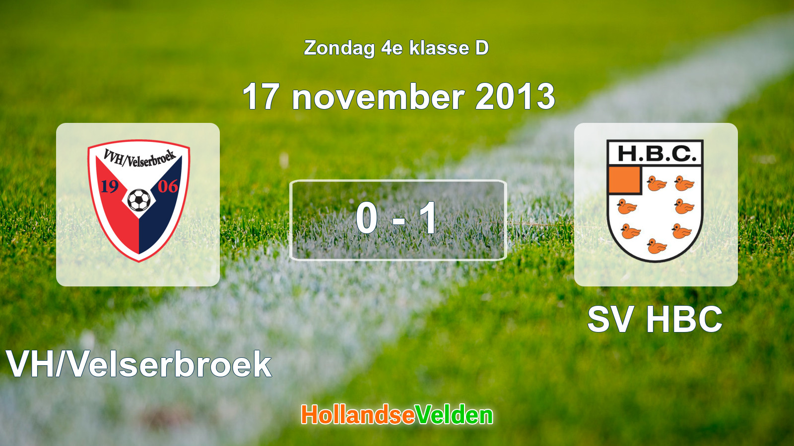 Gespeelde wedstrijd: VVH/Velserbroek - SV HBC 0 - 1 (17 november 2013)