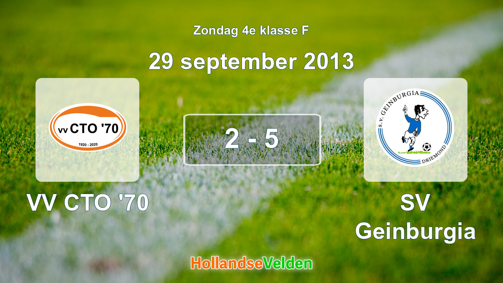 Gespeelde wedstrijd: VV CTO '70 - SV Geinburgia 2 - 5 (29 september 2013)