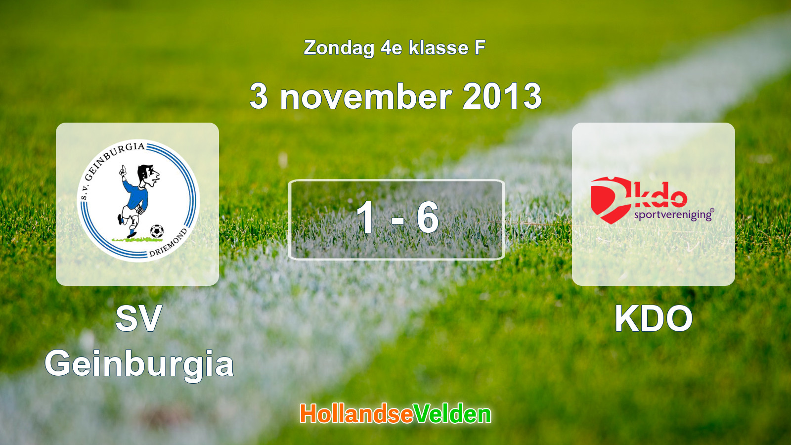 Gespeelde wedstrijd: SV Geinburgia - KDO 1 - 6 (3 november 2013)