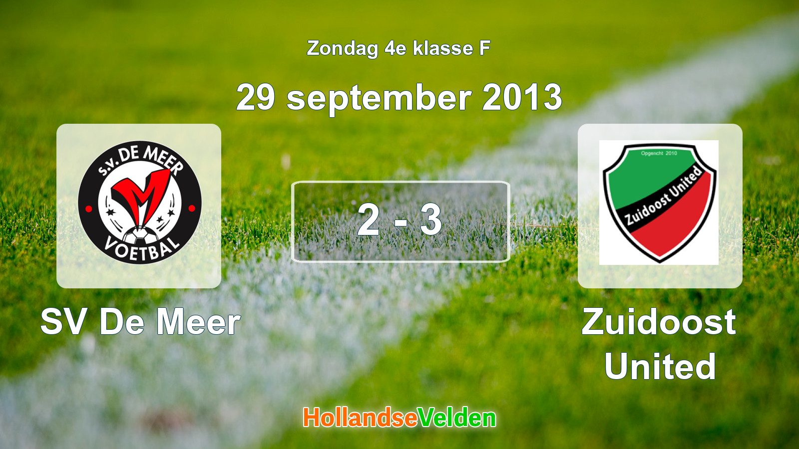 Gespeelde wedstrijd: SV De Meer - Zuidoost United 2 - 3 (29 september 2013)