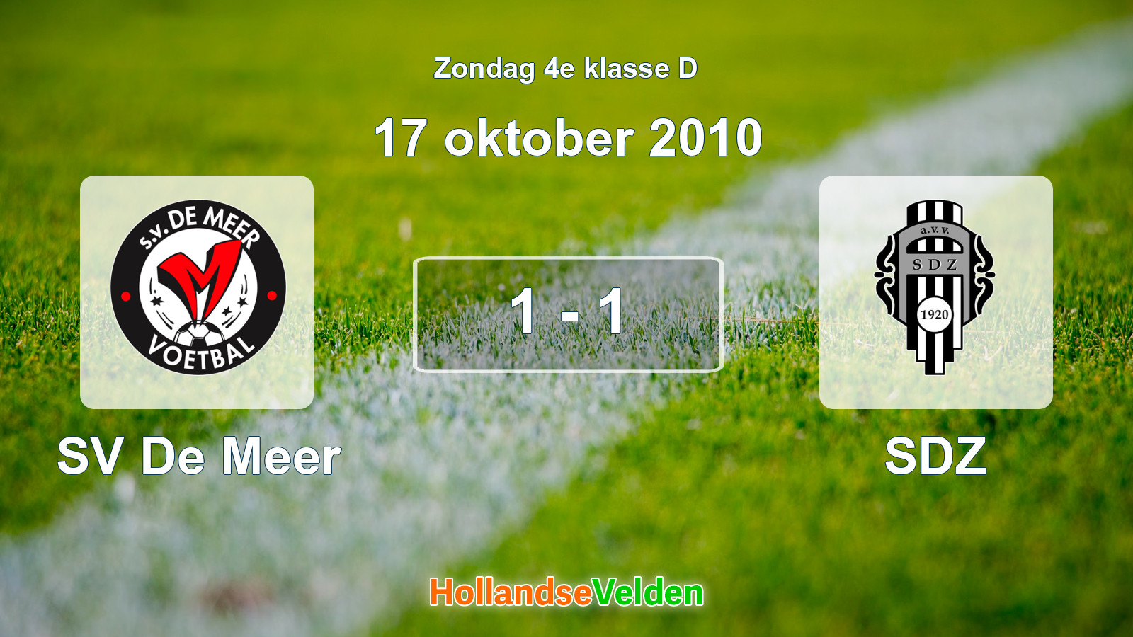 Gespeelde wedstrijd: SV De Meer - SDZ 1 - 1 (17 oktober 2010)