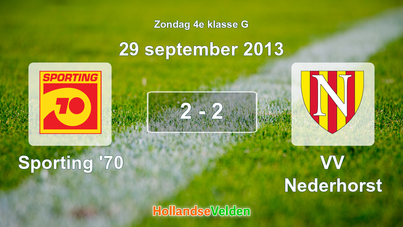 Gespeelde wedstrijd: Sporting '70 - VV Nederhorst 2 - 2 (29 september 2013)