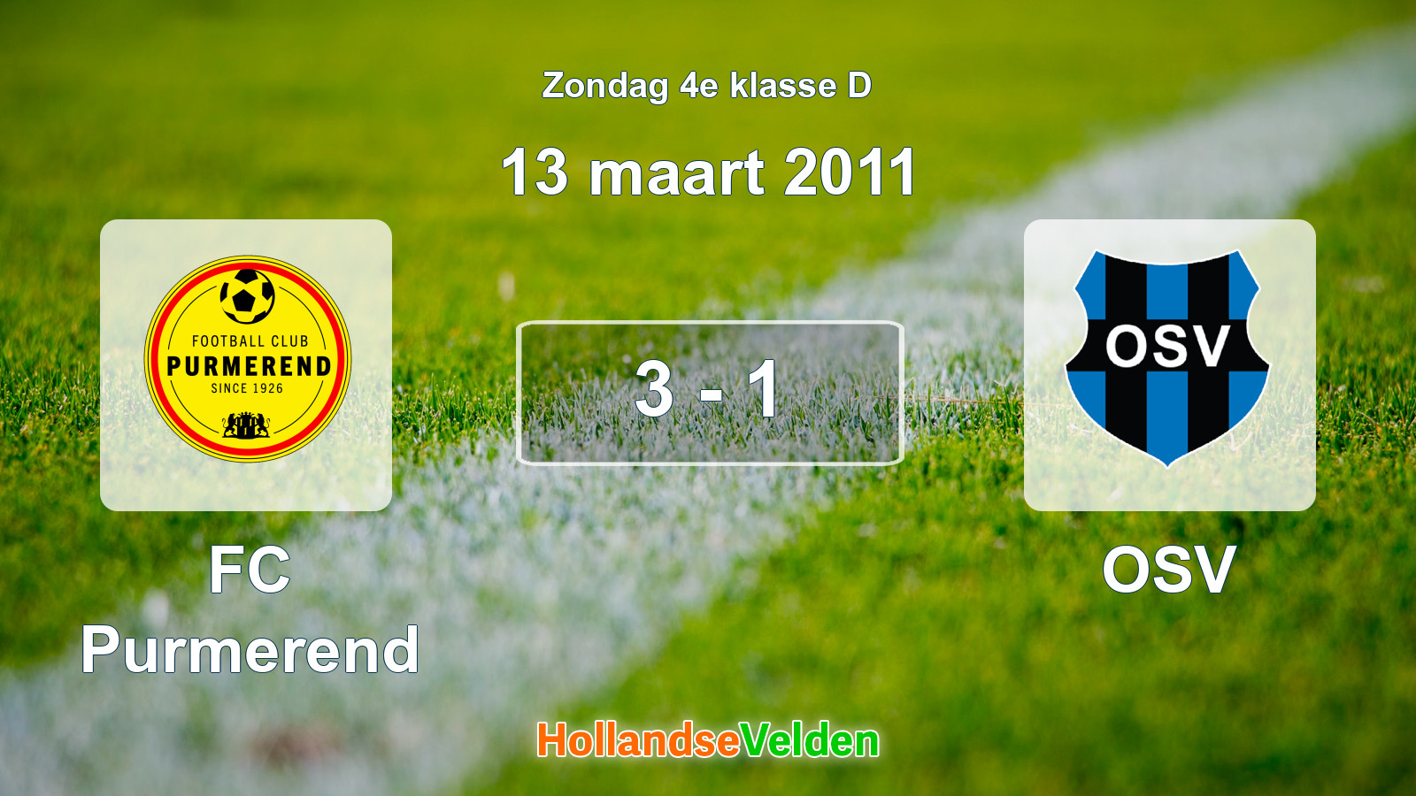Gespeelde wedstrijd: FC Purmerend - OSV 3 - 1 (13 maart 2011)