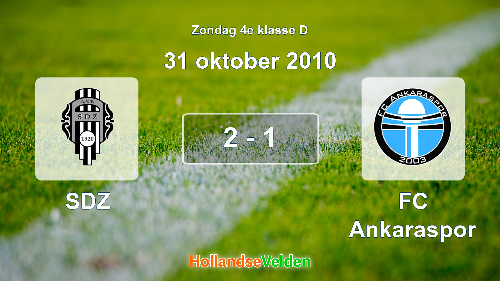Gespeelde wedstrijd: SDZ - FC Ankaraspor 2 - 1 (31 oktober 2010)