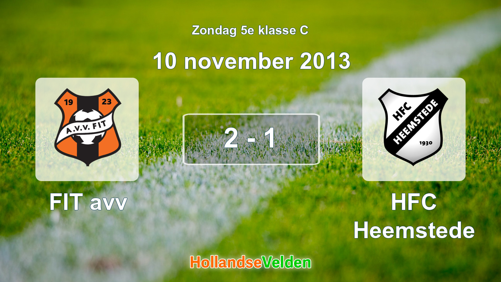 Gespeelde wedstrijd: FIT avv - HFC Heemstede 2 - 1 (10 november 2013)