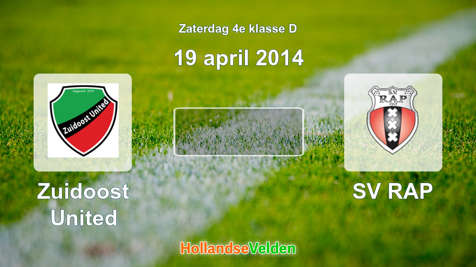 Geplande wedstrijd: Zuidoost United - SV RAP (19 april 2014)