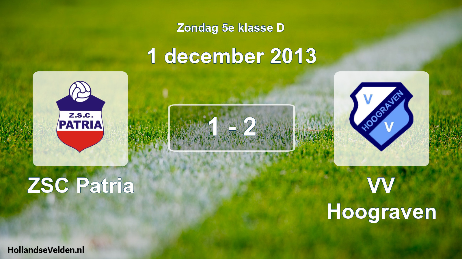 Gespeelde wedstrijd: ZSC Patria - VV Hoograven 1 - 2 (1 december 2013)