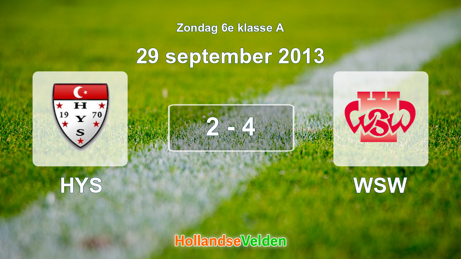 Gespeelde wedstrijd: HYS - WSW 2 - 4 (29 september 2013)