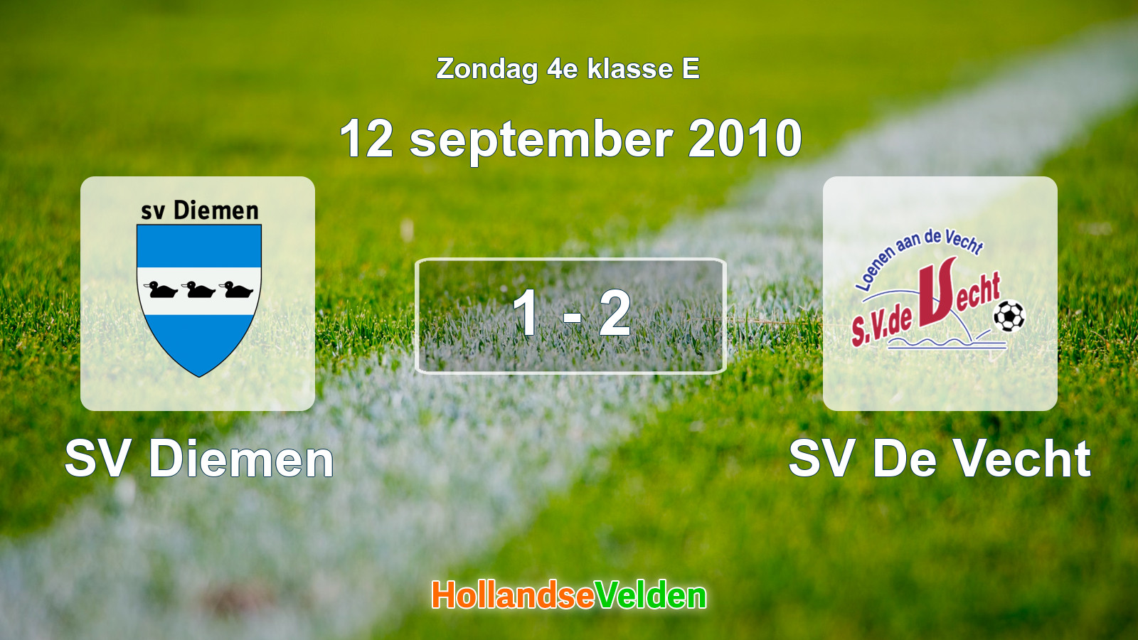 Gespeelde wedstrijd: SV Diemen - SV De Vecht 1 - 2 (12 september 2010)