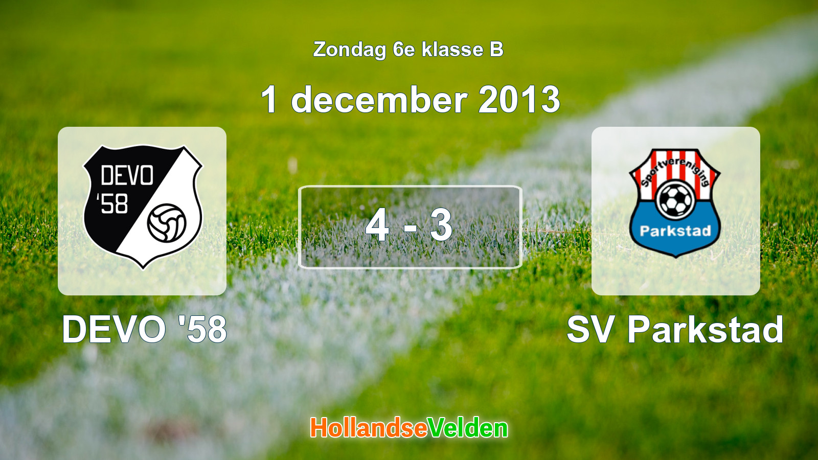 Gespeelde wedstrijd: DEVO '58 - SV Parkstad 4 - 3 (1 december 2013)