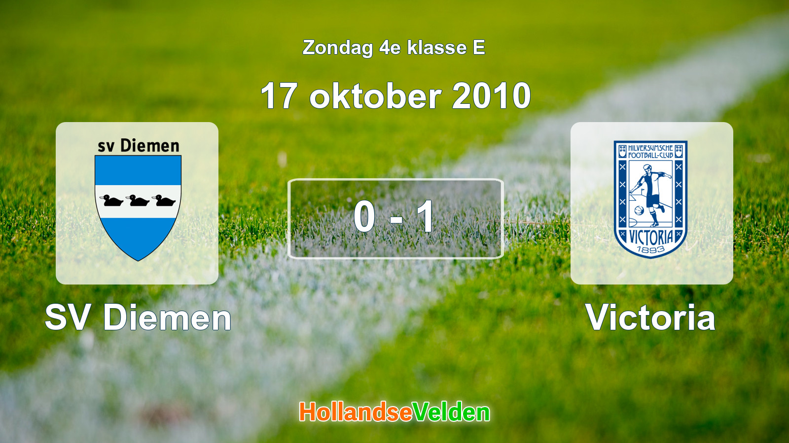 Gespeelde wedstrijd: SV Diemen - Victoria 0 - 1 (17 oktober 2010)
