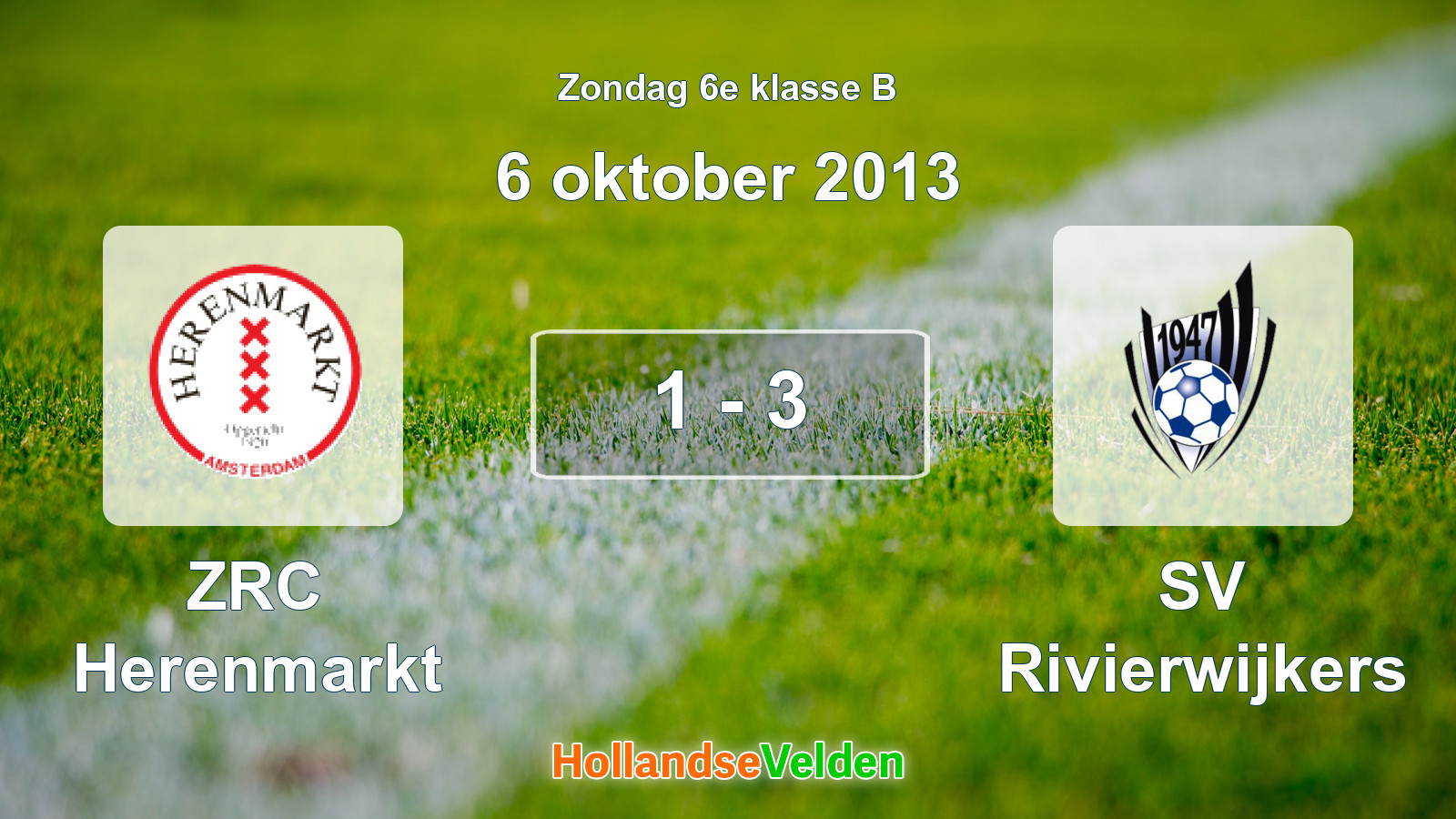 Gespeelde wedstrijd: ZRC Herenmarkt - SV Rivierwijkers 1 - 3 (6 oktober 2013)