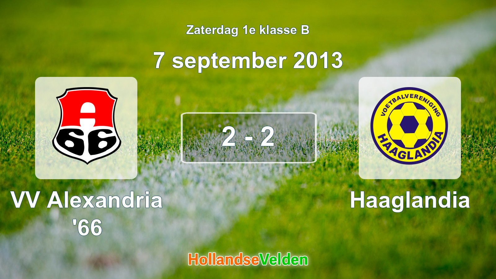 Gespeelde wedstrijd: VV Alexandria '66 - Haaglandia 2 - 2 (7 september 2013)