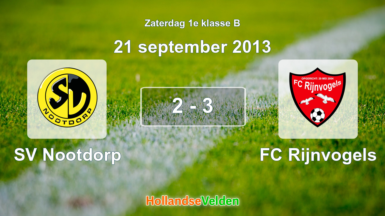 Gespeelde wedstrijd: SV Nootdorp - FC Rijnvogels 2 - 3 (21 september 2013)