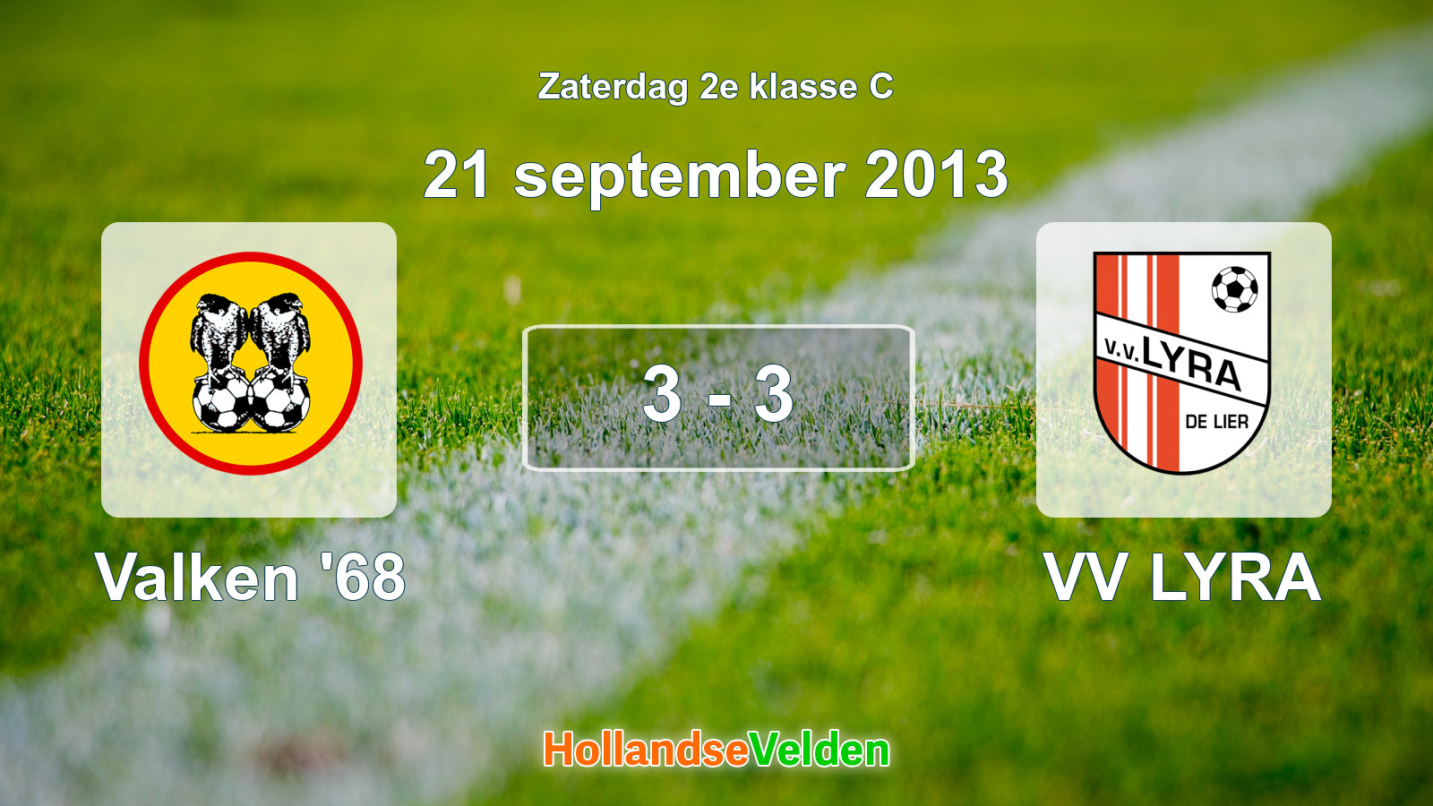 Gespeelde wedstrijd: Valken '68 - VV LYRA 3 - 3 (21 september 2013)
