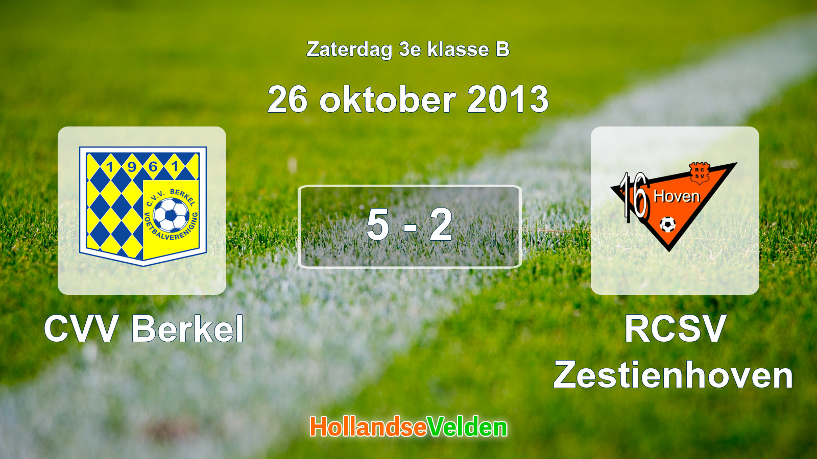 Gespeelde wedstrijd: CVV Berkel - RCSV Zestienhoven 5 - 2 (26 oktober 2013)