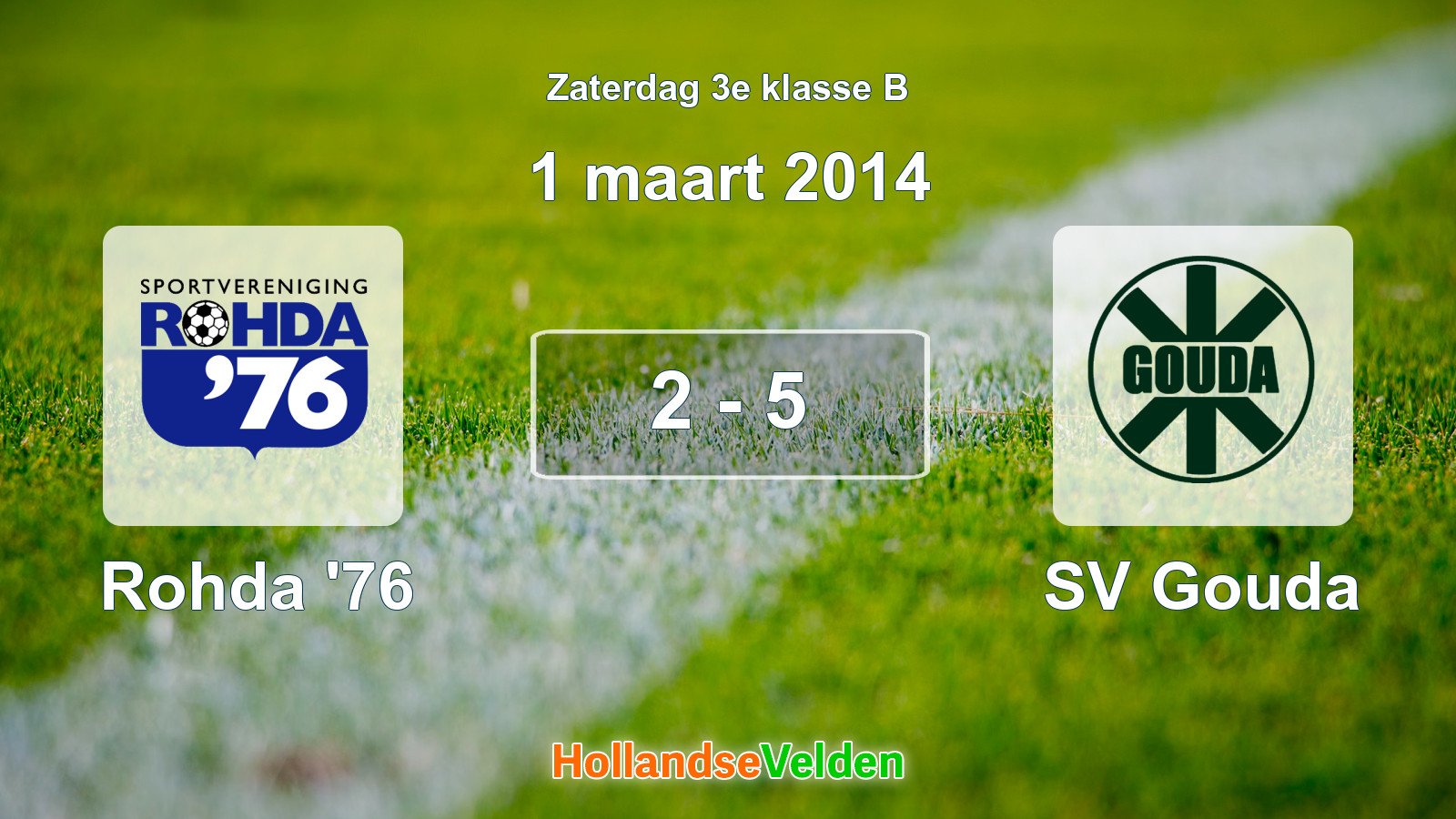 Gespeelde wedstrijd: Rohda '76 - SV Gouda 2 - 5 (1 maart 2014)