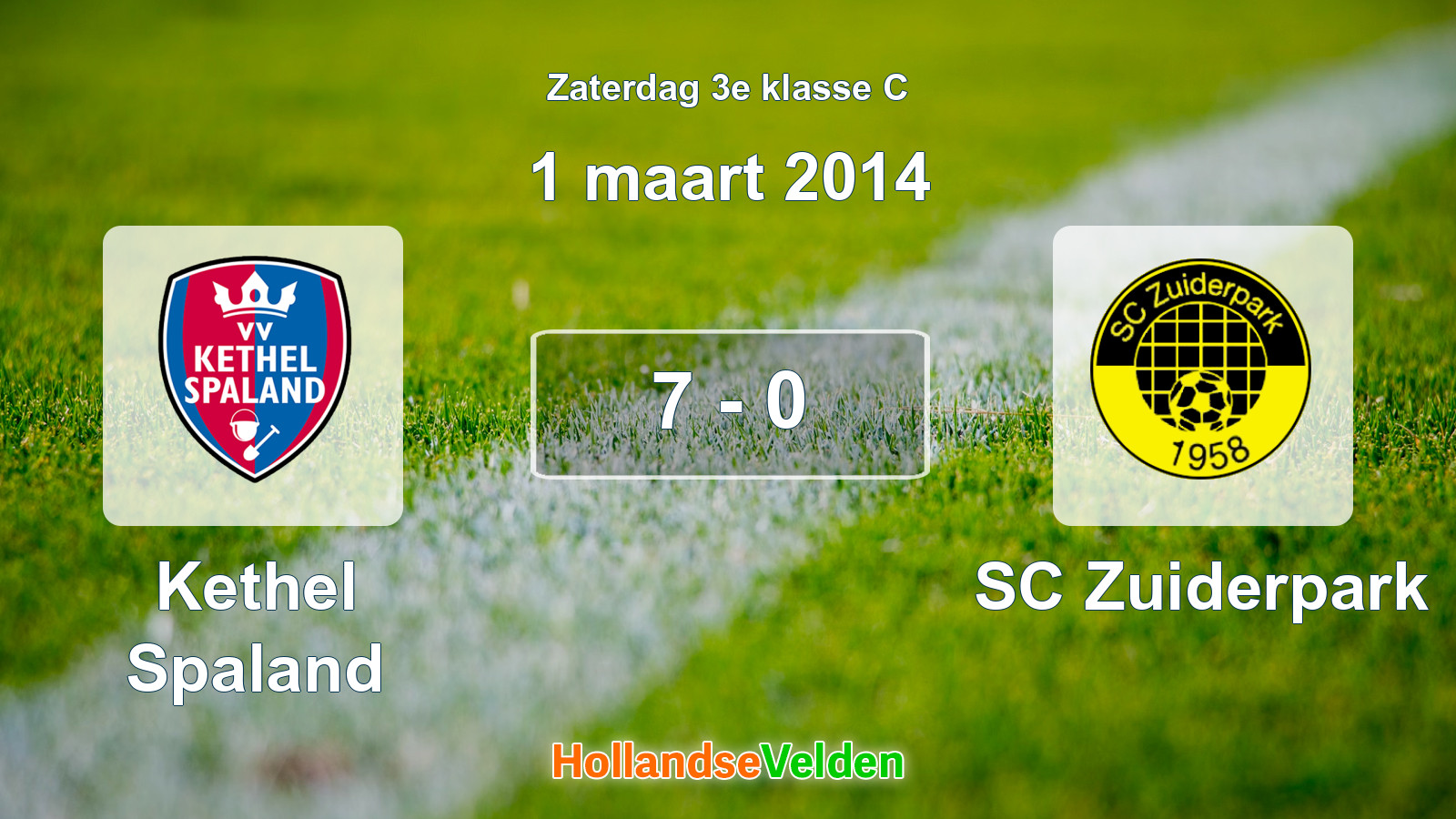 Gespeelde wedstrijd: Kethel Spaland - SC Zuiderpark 7 - 0 (1 maart 2014)