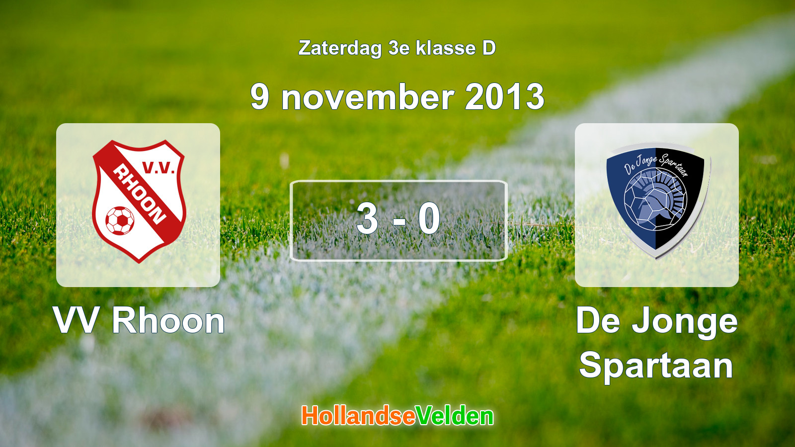 Gespeelde wedstrijd: VV Rhoon - De Jonge Spartaan 3 - 0 (9 november 2013)