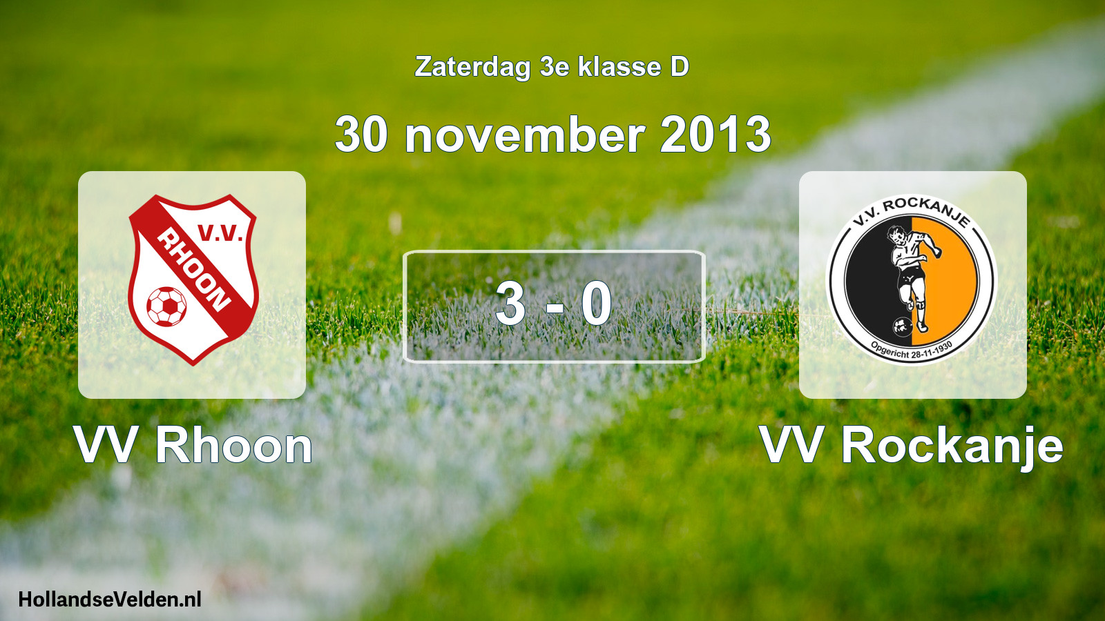 Gespeelde wedstrijd: VV Rhoon - VV Rockanje 3 - 0 (30 november 2013)