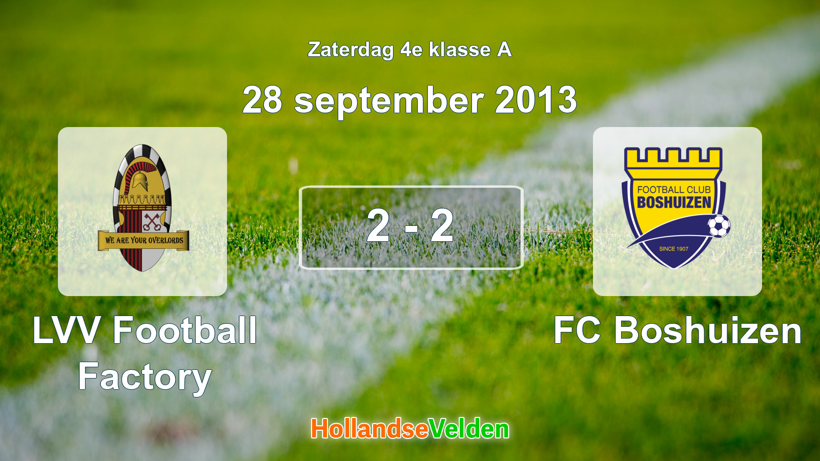 Gespeelde wedstrijd: LVV Football Factory - FC Boshuizen 2 - 2 (28 september 2013)