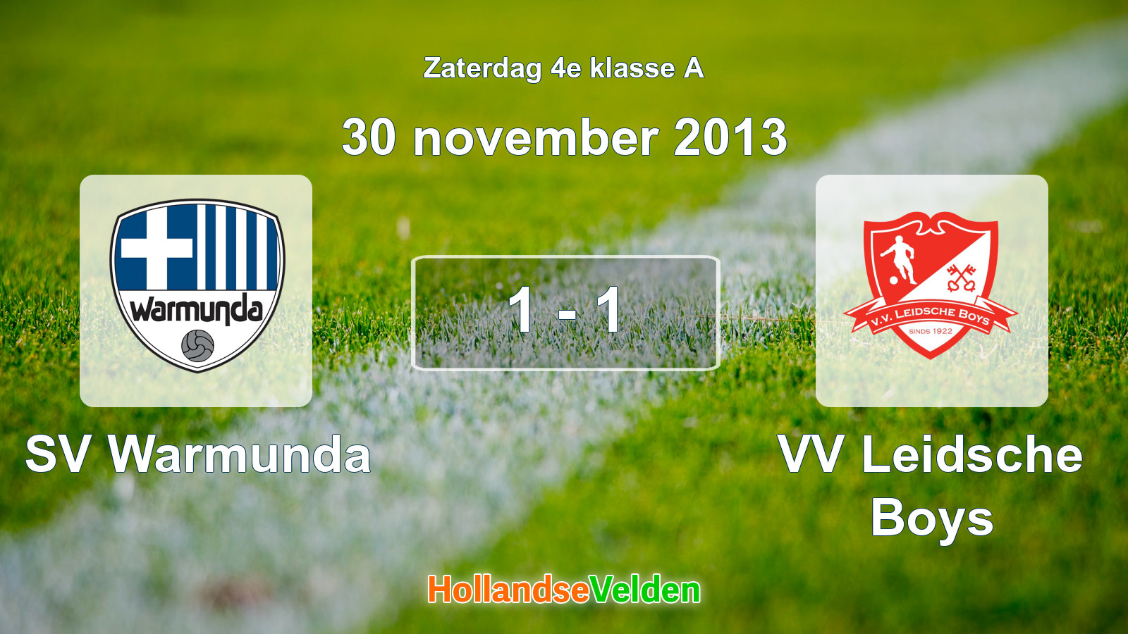 Gespeelde wedstrijd: SV Warmunda - VV Leidsche Boys 1 - 1 (30 november 2013)