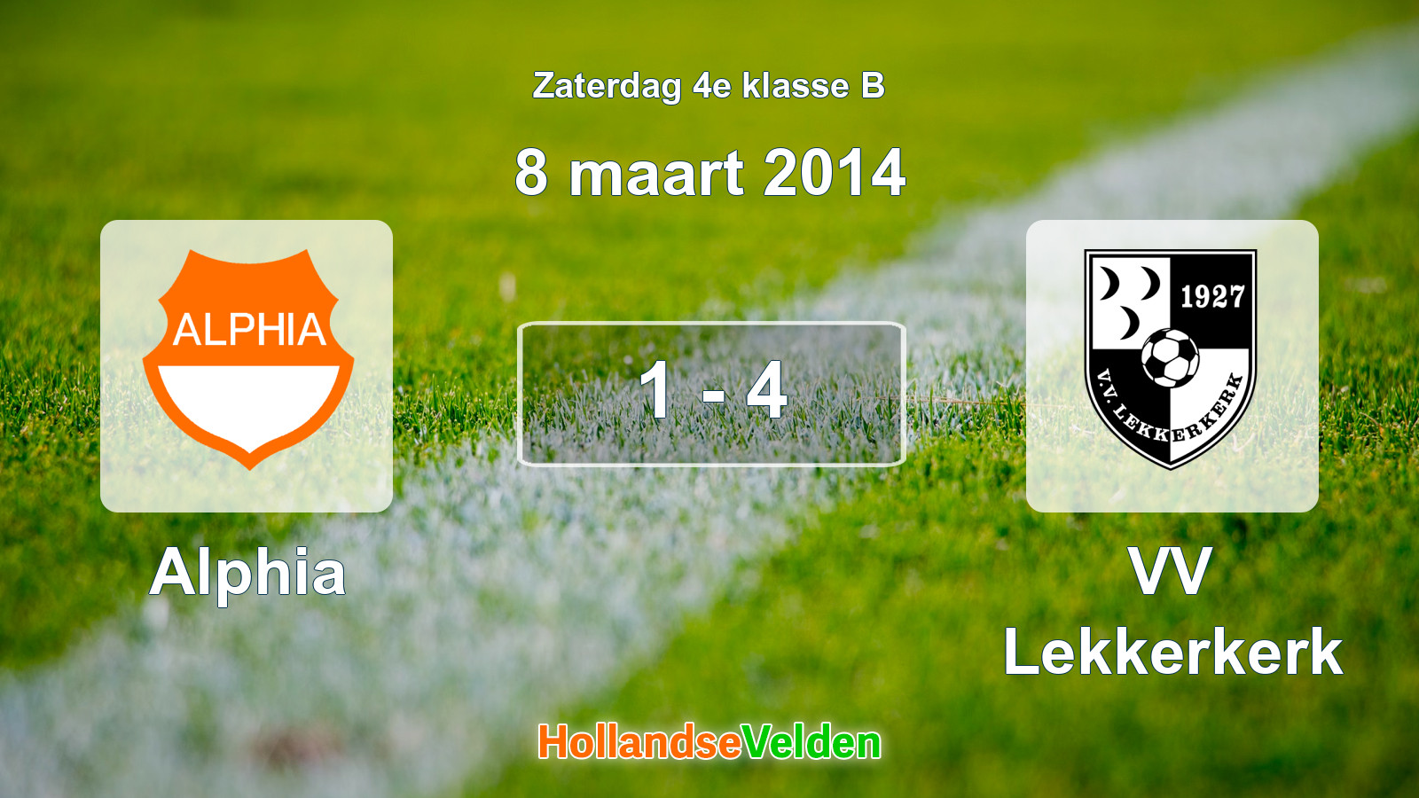 Gespeelde wedstrijd: Alphia - VV Lekkerkerk 1 - 4 (8 maart 2014)