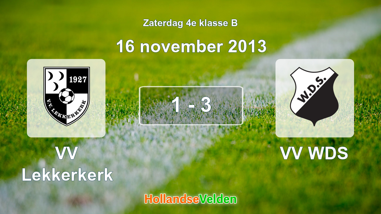 Gespeelde wedstrijd: VV Lekkerkerk - VV WDS 1 - 3 (16 november 2013)