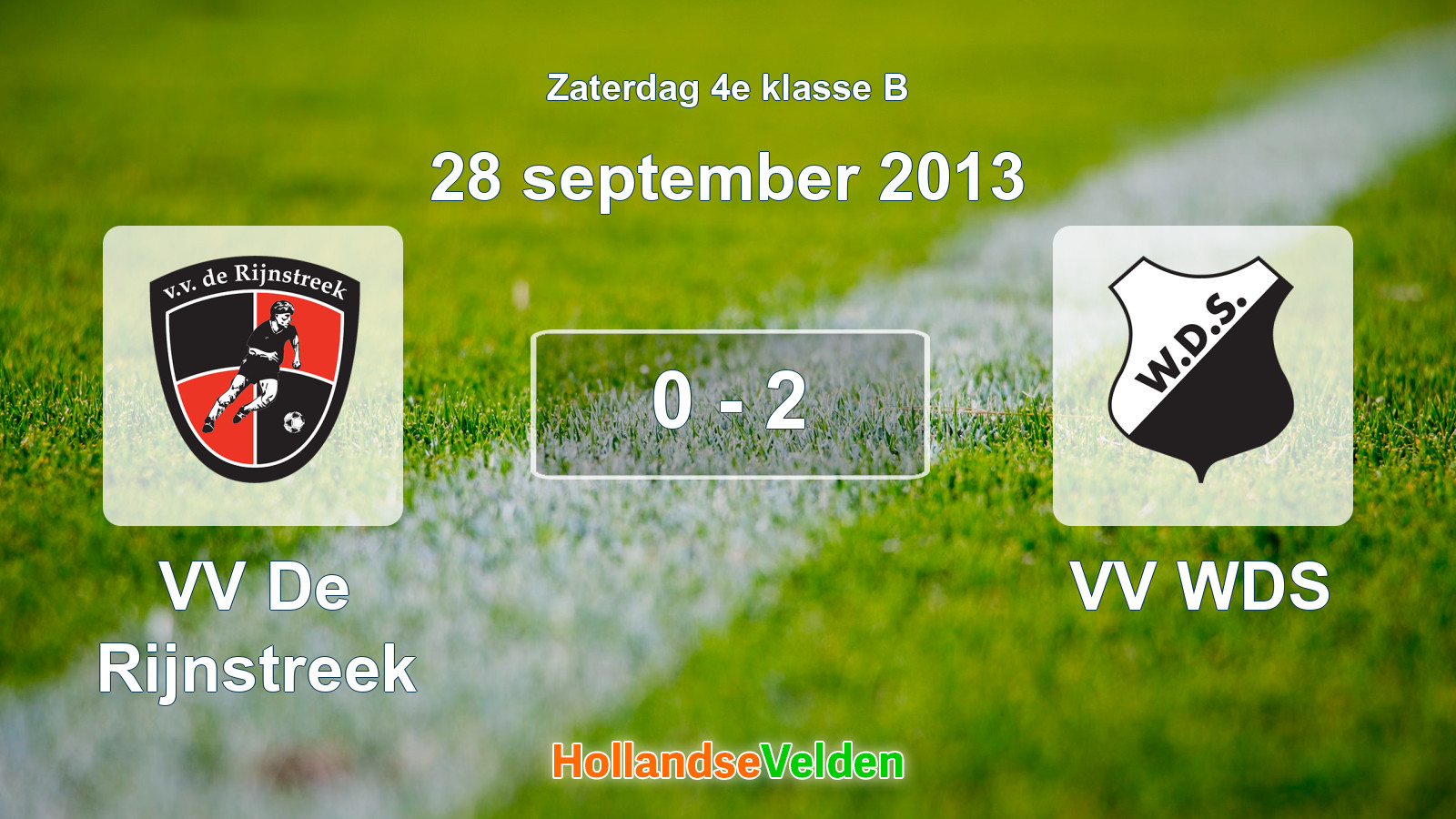 Gespeelde wedstrijd: VV De Rijnstreek - VV WDS 0 - 2 (28 september 2013)