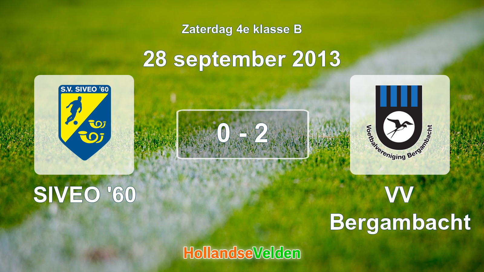 Gespeelde wedstrijd: SIVEO '60 - VV Bergambacht 0 - 2 (28 september 2013)