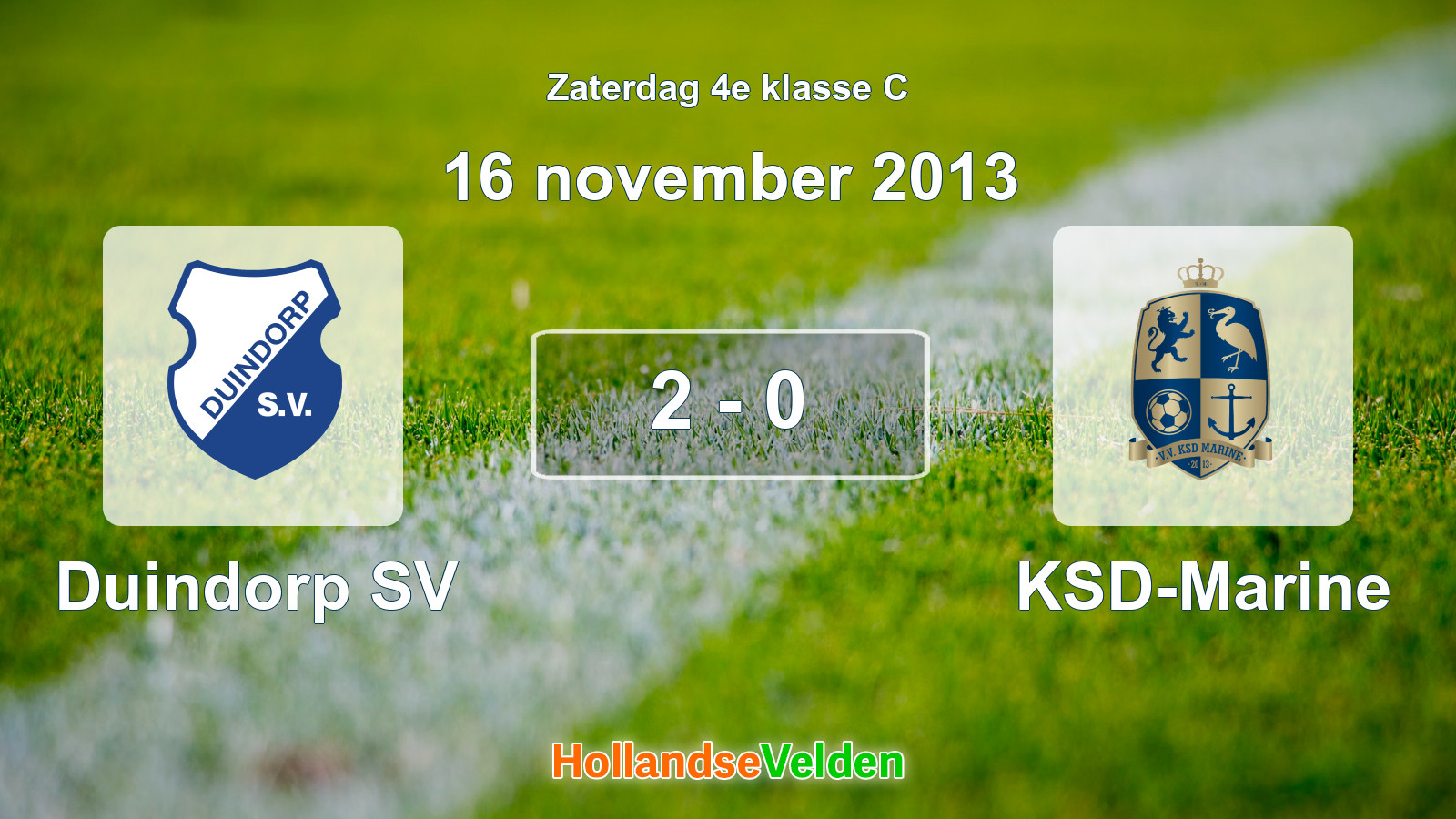Gespeelde wedstrijd: Duindorp SV - KSD-Marine 2 - 0 (16 november 2013)