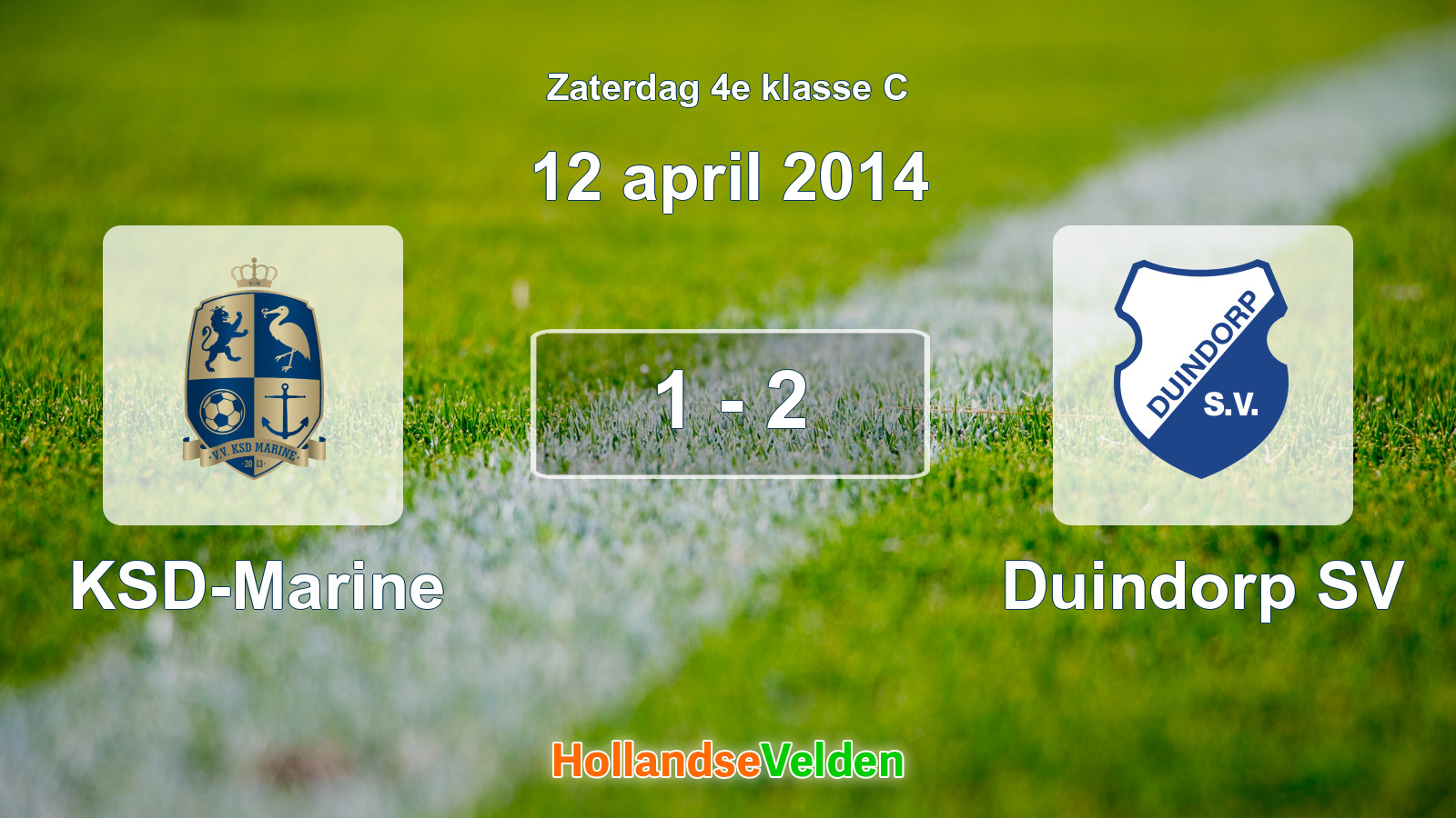 Gespeelde wedstrijd: KSD-Marine - Duindorp SV 1 - 2 (12 april 2014)