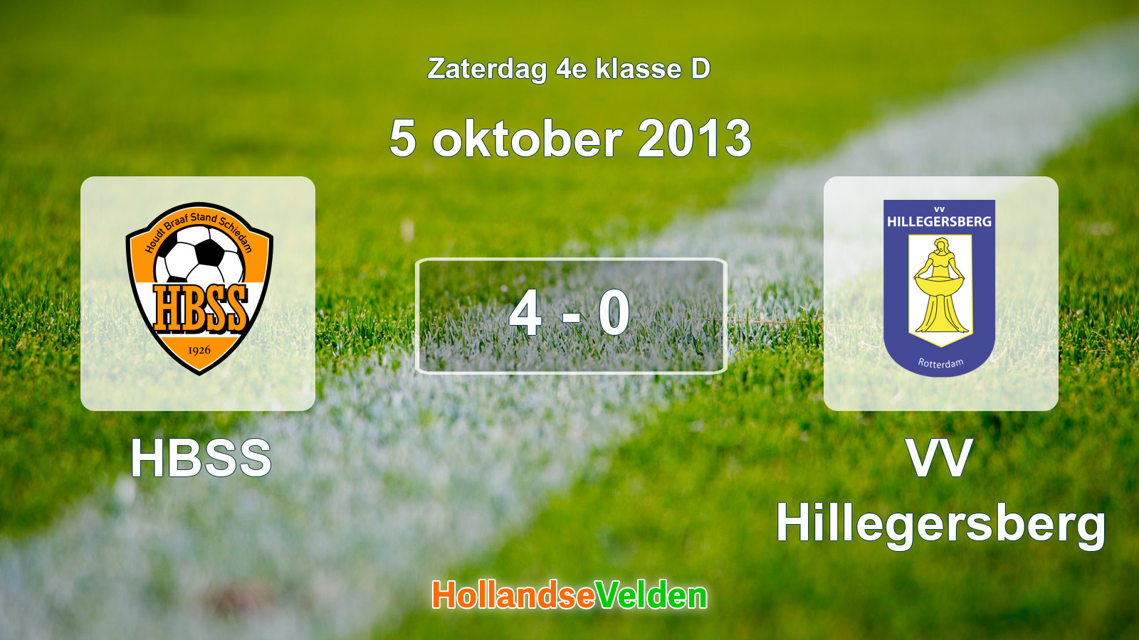 Gespeelde wedstrijd: HBSS - VV Hillegersberg 4 - 0 (5 oktober 2013)