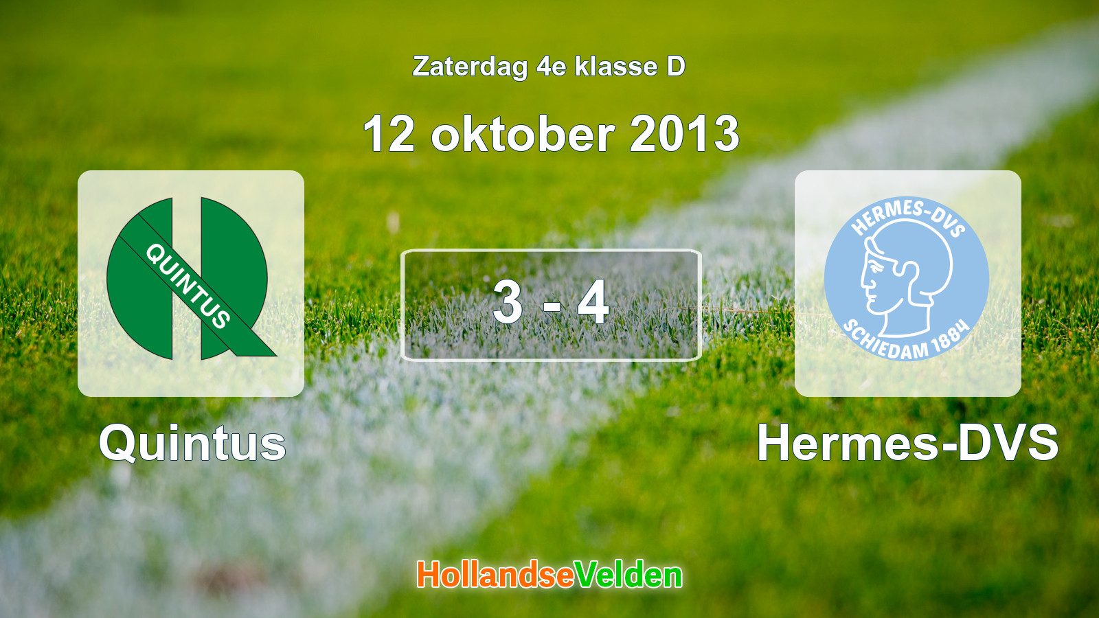 Gespeelde wedstrijd: Quintus - Hermes-DVS 3 - 4 (12 oktober 2013)
