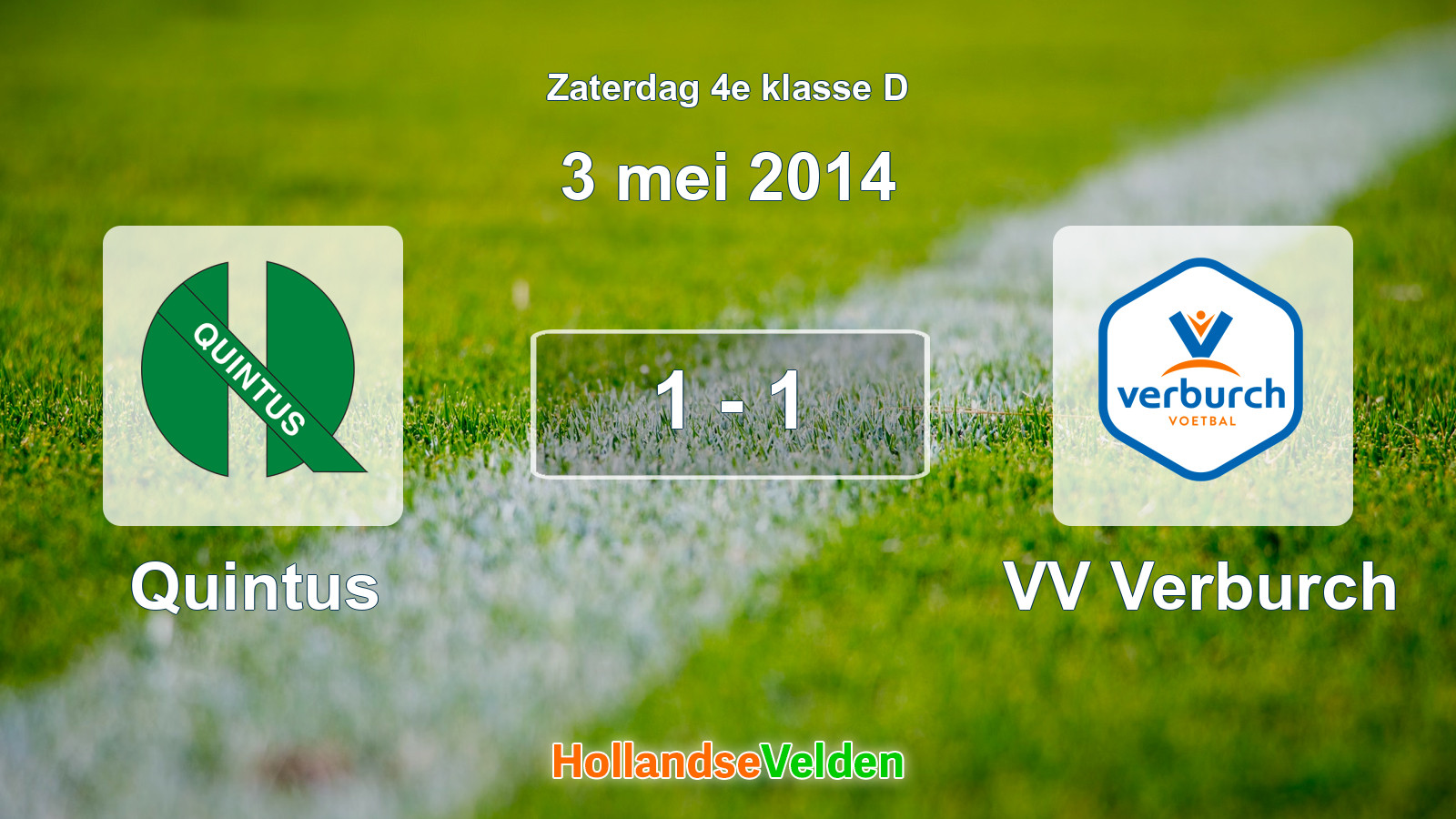 Gespeelde wedstrijd: Quintus - VV Verburch 1 - 1 (3 mei 2014)