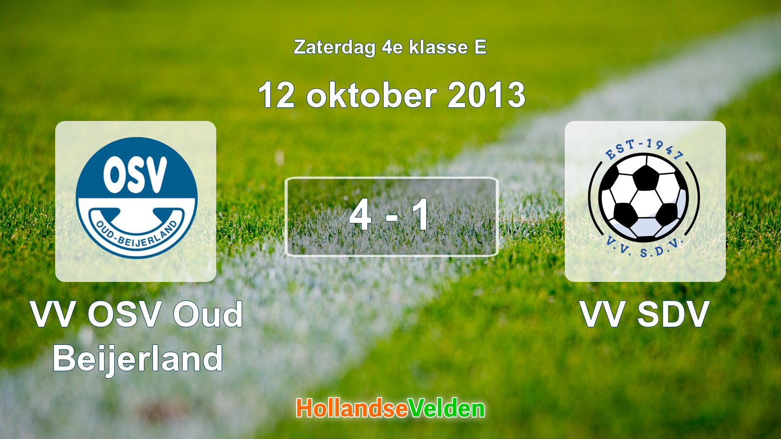 Gespeelde wedstrijd: VV OSV Oud Beijerland - VV SDV 4 - 1 (12 oktober 2013)