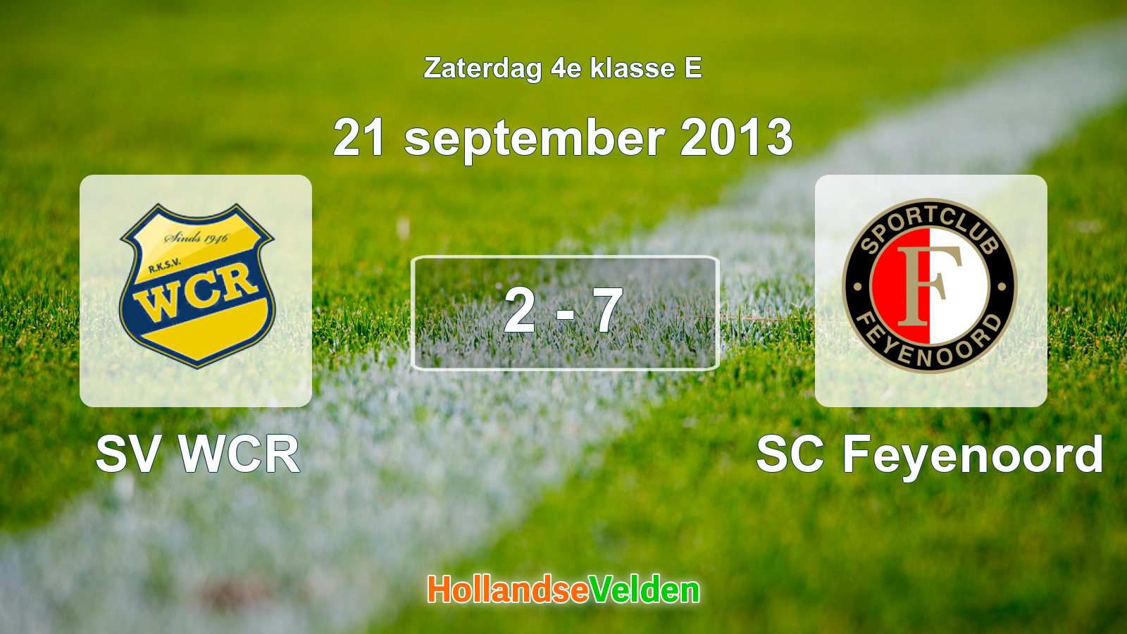 Gespeelde wedstrijd: SV WCR - SC Feyenoord 2 - 7 (21 september 2013)