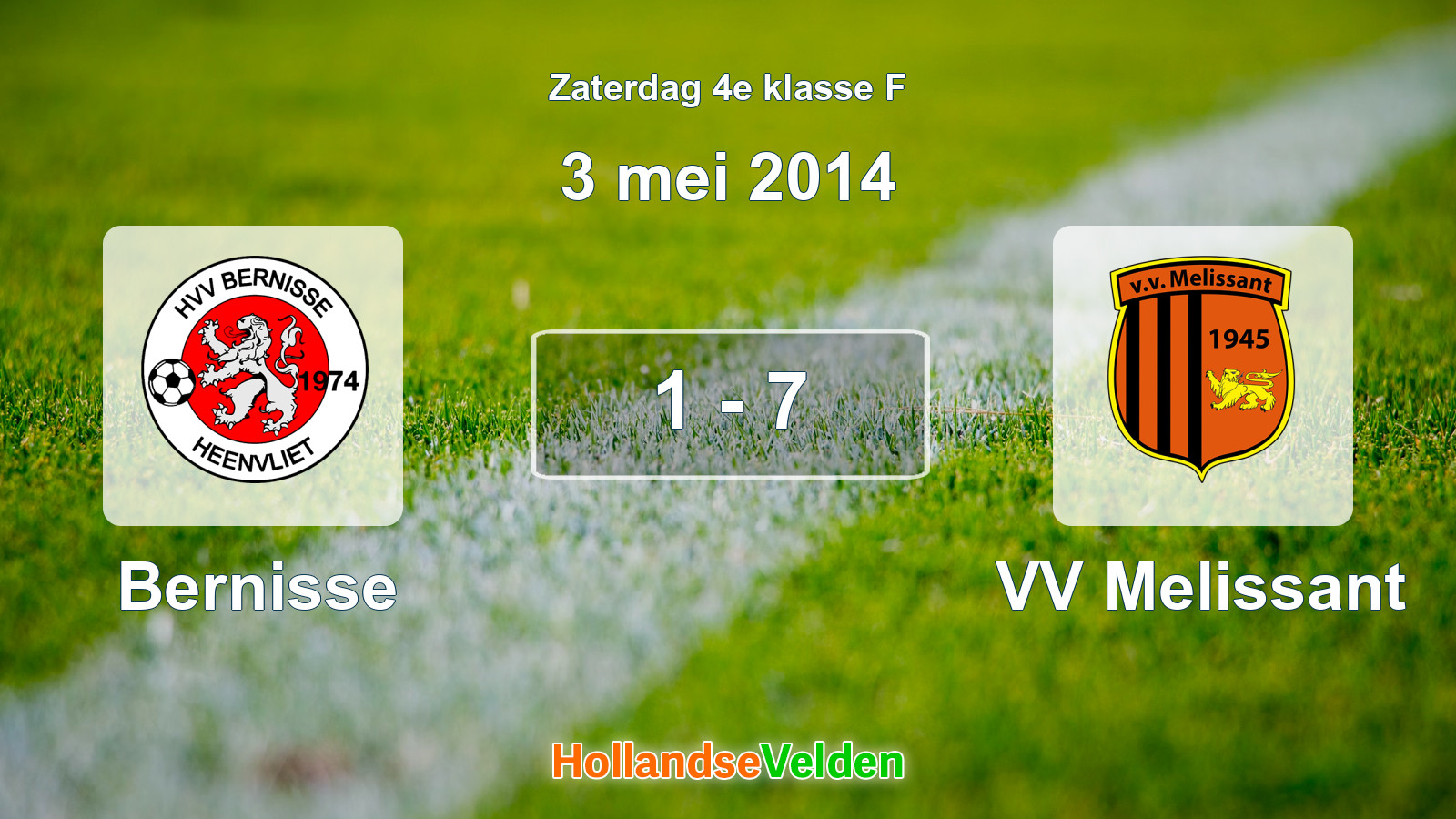 Gespeelde wedstrijd: Bernisse - VV Melissant 1 - 7 (3 mei 2014)