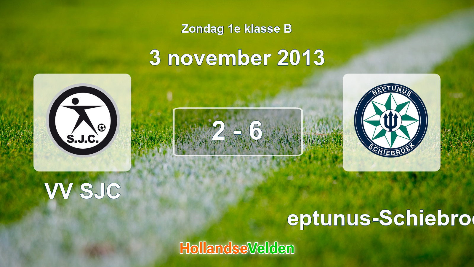 Gespeelde wedstrijd: VV SJC - Neptunus-Schiebroek 2 - 6 (3 november 2013)