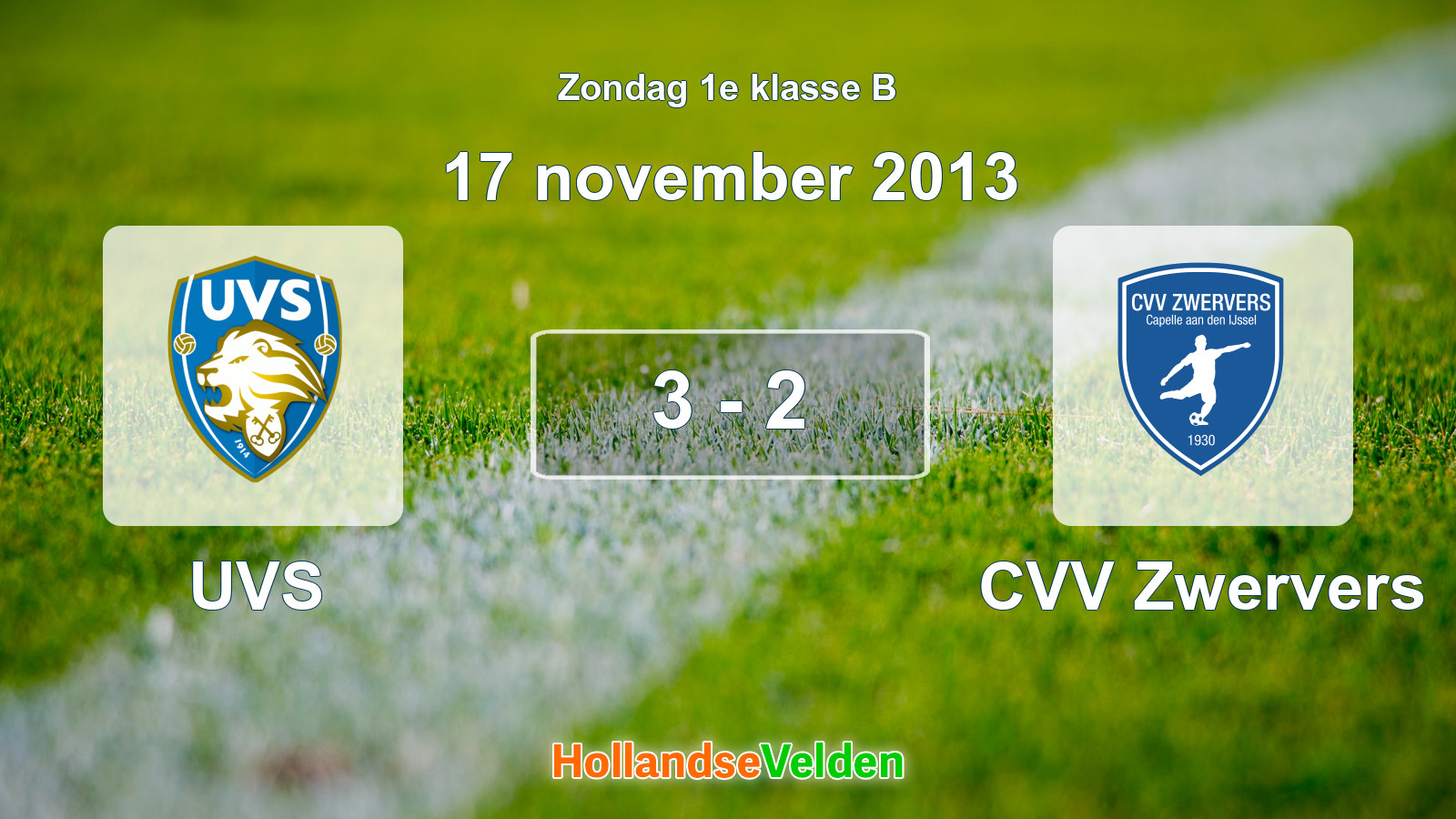 Gespeelde wedstrijd: UVS - CVV Zwervers 3 - 2 (17 november 2013)