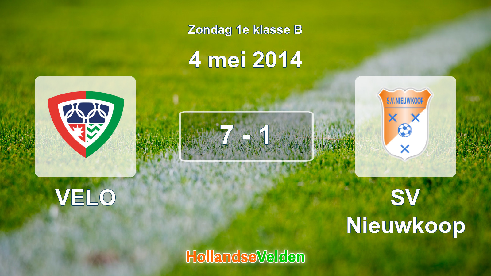 Gespeelde wedstrijd: VELO - SV Nieuwkoop 7 - 1 (4 mei 2014)