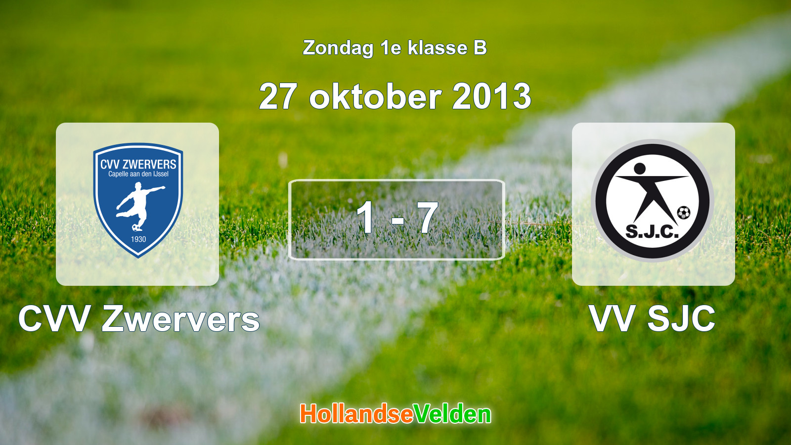 Gespeelde wedstrijd: CVV Zwervers - VV SJC 1 - 7 (27 oktober 2013)