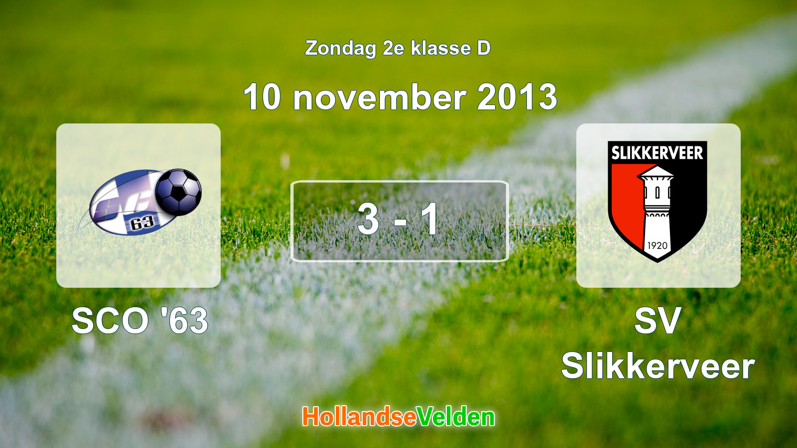 Gespeelde wedstrijd: SCO '63 - SV Slikkerveer 3 - 1 (10 november 2013)