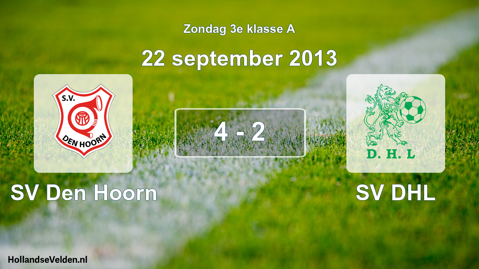 Gespeelde wedstrijd: SV Den Hoorn - SV DHL 4 - 2 (22 september 2013)