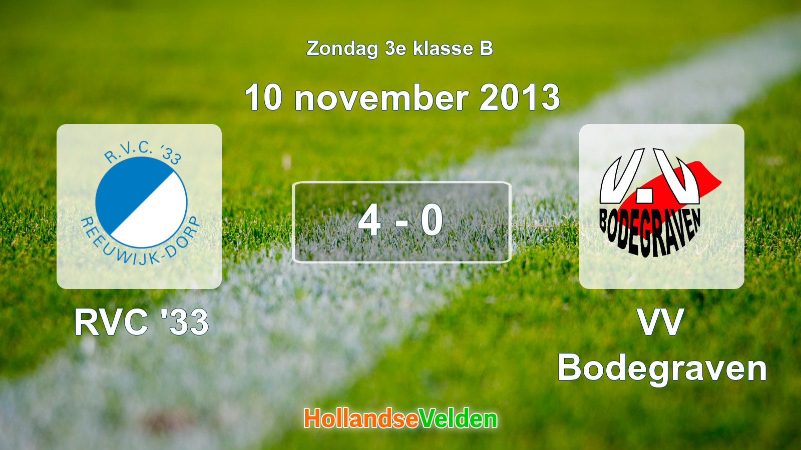 Gespeelde wedstrijd: RVC '33 - VV Bodegraven 4 - 0 (10 november 2013)