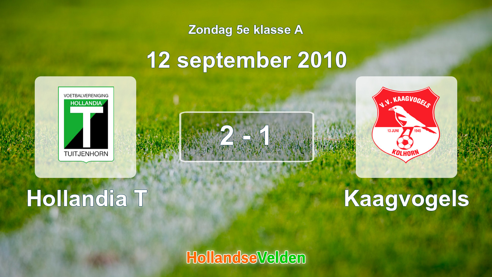 Gespeelde wedstrijd: Hollandia T - Kaagvogels 2 - 1 (12 september 2010)